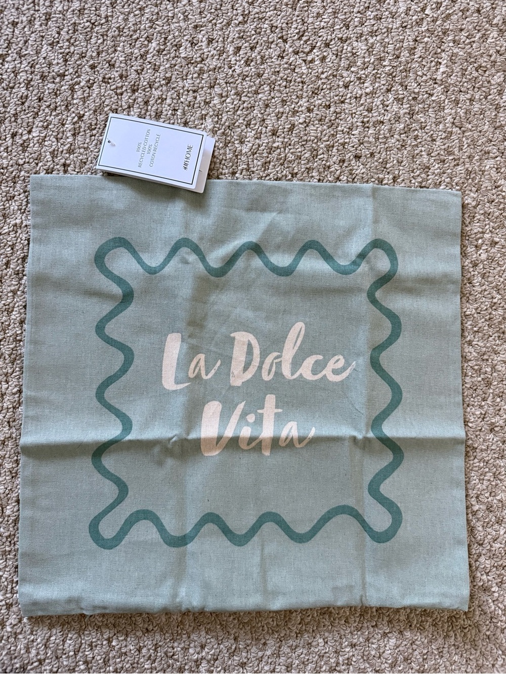 H&M Sage Green 'La Dolce Vita' Decorative Pillow Cover